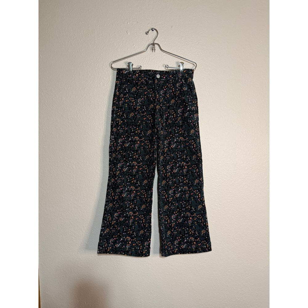 Art‎ Class Girls Size 12 Floral Corduroy Wide Leg Pants Dark Green Multi Color
